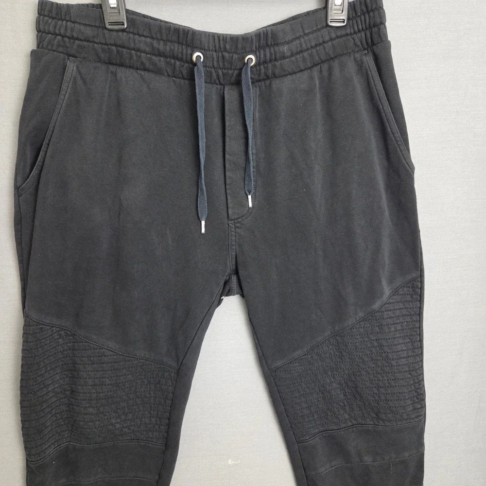 HM Divided Mens XL Black Moto Jogger Pants Ribbed Knee Streetwear Sweatpants
